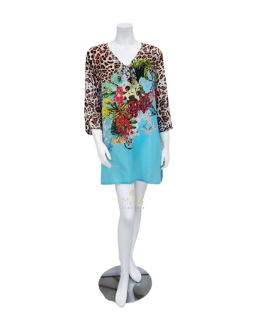 Furstenberg 105/31605 Floral Paradise Turquoise Swim Cover Up myselflingerie.com